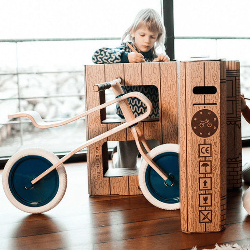 Brum Brum Design Loopfiets Eiken Blauwe Banden doos