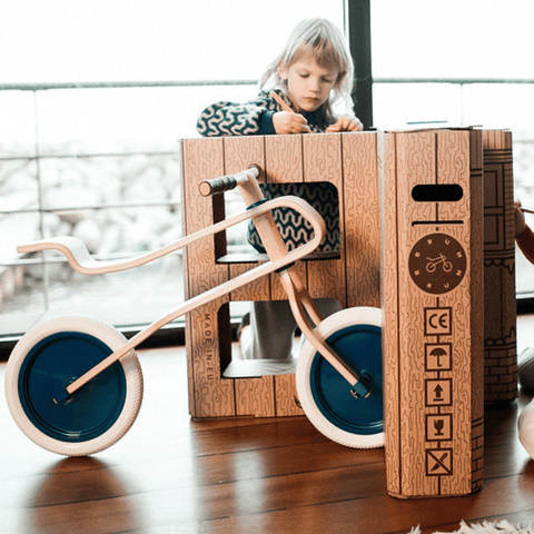 Image of Brum Brum Design Loopfiets Eiken Blauwe Banden doos
