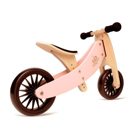 Image of Kinderfeets houten loopfiets & driewieler Tiny Tot Plus Rose zijkant