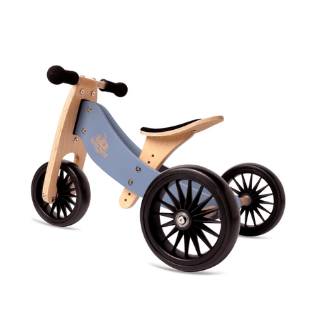 Image of Kinderfeets houten loopfiets & driewieler Tiny Tot Plus Slate Blue zijkant