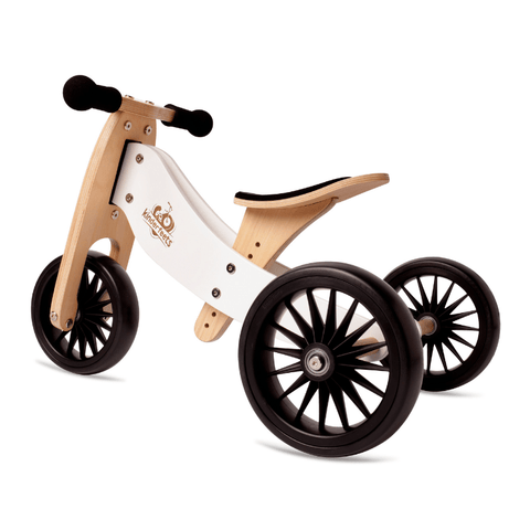 Image of Kinderfeets houten loopfiets & driewieler Tiny Tot Plus White zijkant