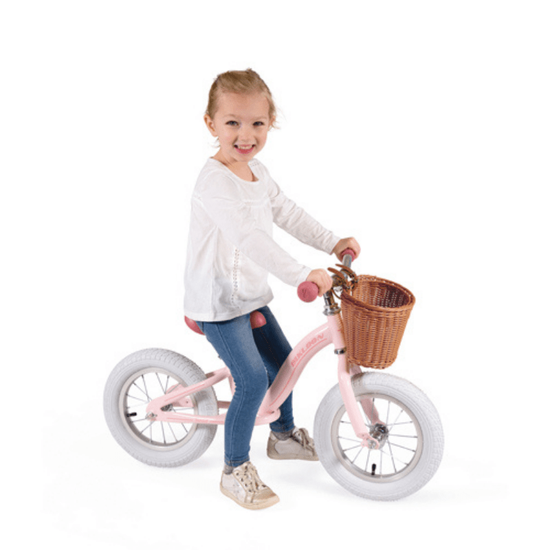 Janod Bikloon Vintage Metaal Roze Zijkant met mand