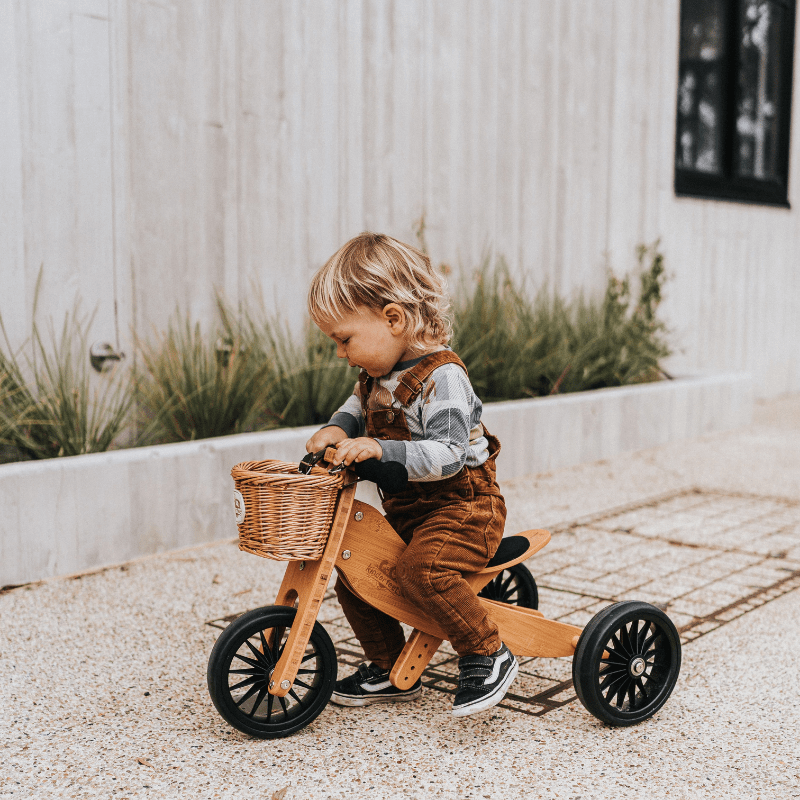 Kinderfeets houten loopfiets & driewieler Tiny Tot Bamboo zijkant