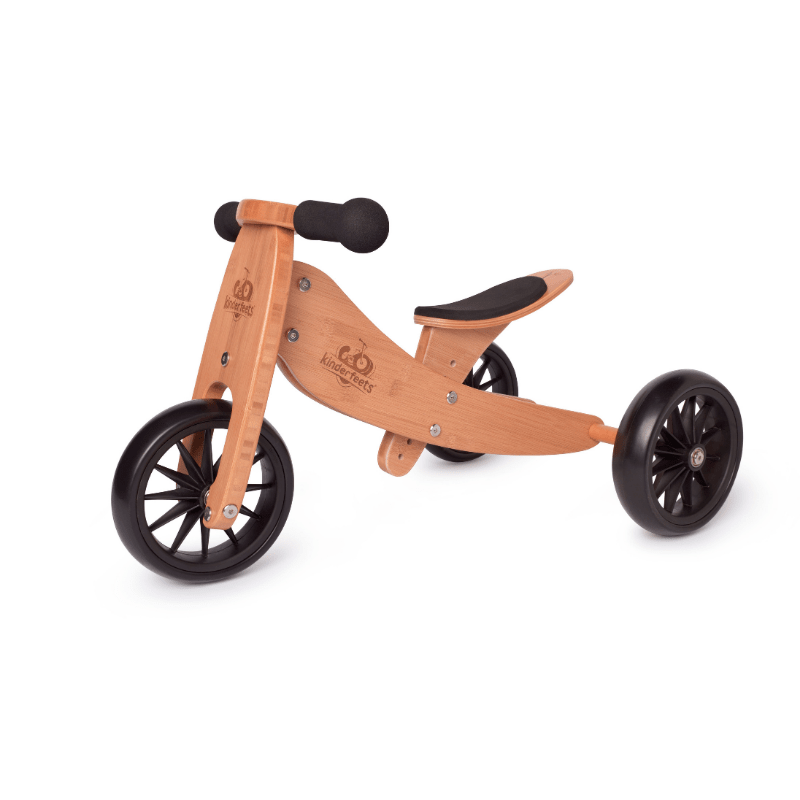 Kinderfeets houten loopfiets & driewieler Tiny Tot Bamboo zijkant
