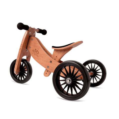 Image of Kinderfeets houten loopfiets & driewieler Tiny Tot Plus Bamboo zijkant