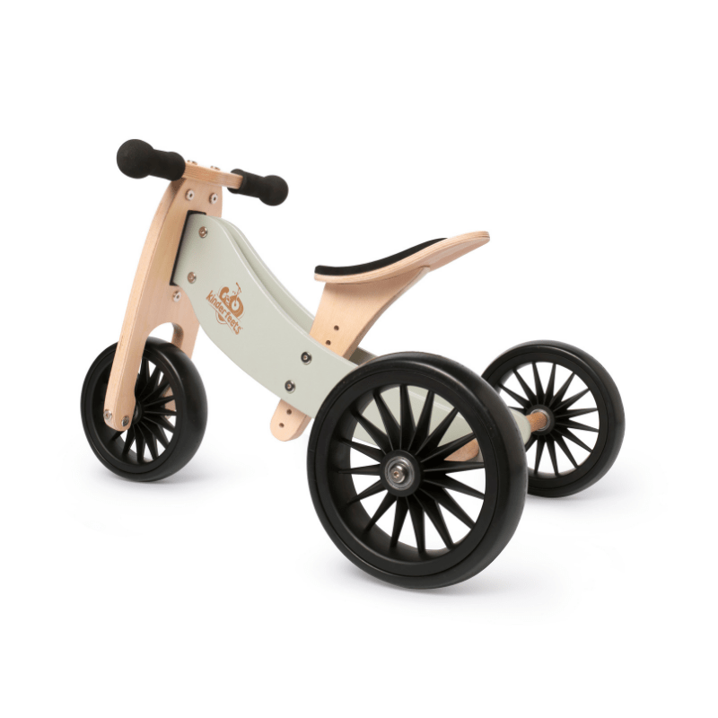 Kinderfeets houten loopfiets & driewieler Tiny Tot Plus Silver Sage zijkant