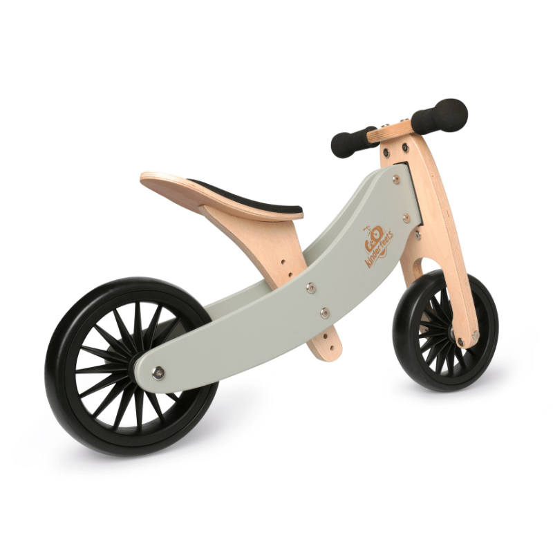 Kinderfeets houten loopfiets & driewieler Tiny Tot Plus Silver Sage zijkant
