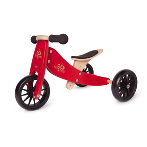 Kinderfeets houten loopfiets & driewieler Tiny Tot Cherry Red zijkant