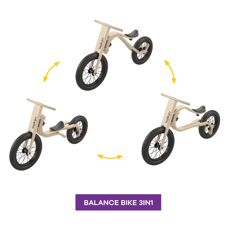 Leg & Go lichtgewicht loopfiets verstellen